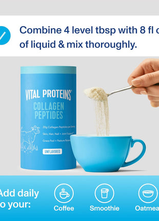 Vital Proteins Collagen Peptides Powder, Unflavored, 9.33oz | Grass-Fed Collagen Peptides, Supports Hair Skin & Nails, Bones & Joints, 13 Servings