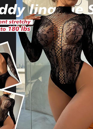 Famstar Sexy Lingerie for Women Naughty Fishnet Lingerie Set Bodysuit Outfits Teddy Sheer Mesh Erotic