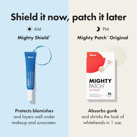 Mighty Patch Original Pimple Patch and Mighty Shield Liquid Patch Invisible Blemish Protectant Bundle (36 Patches, 10ml Liquid)