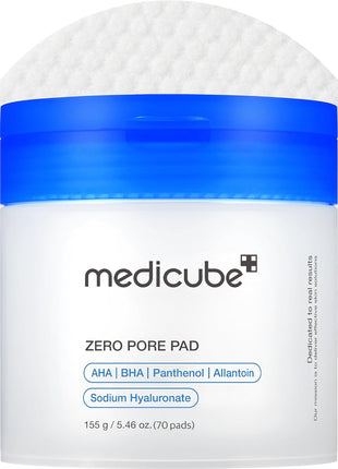 medicube Toner Pads Zero Pore Pad 2.0 | Dual-Textured Facial Pad for Exfoliation and Pore Care with 4.5% AHA Lactic Acid, 0.45% BHA Salicylic Acid | Ideal for All, Korean Skin Care, 70 Pads (1 Pack)