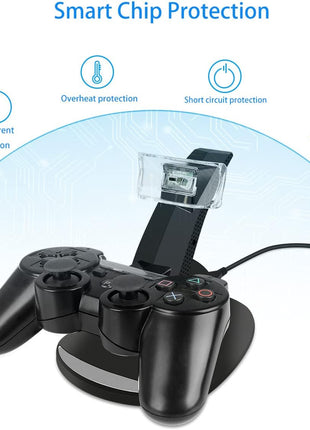 VSEER PS3 Controller Charger, Dual Console Charger Charging Docking Station Stand for PS3 with LED Indicators, Black