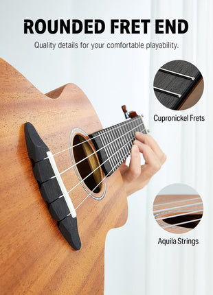 Donner Concert Ukulele Beginner Mahogany 23 Inch Ukelele Kit with Free Online Lesson Gig Bag Strap Nylon String Tuner Picks Cloth DUC-1 Gift Choice