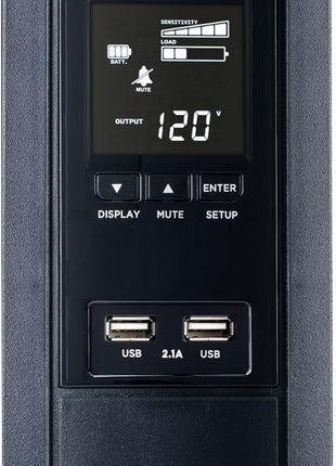 CyberPower BRG1000AVRLCD Intelligent LCD UPS System, 1000VA/600W, 10 Outlets, AVR, Mini-Tower, 5-Year Warranty