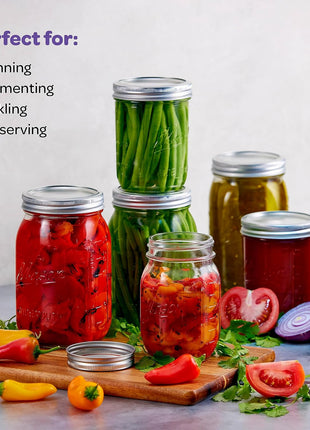 SEWANTA Wide Mouth Mason Jars 32 oz [4 Pack] With Mason Jar Lids and Bands, Mason Jars 32 oz - For Canning, Fermenting, Pickling - Jar Decor - Microwave/Dishwasher Safe.