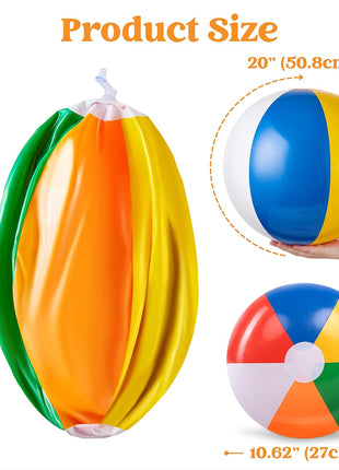 JOYIN 4-Pack 20" Beach Balls - Large Rainbow Beach Ball Inflatable Pool Toys for Party Supplies Decorations, Adults Kids Birthday Luau Summer Beach Water Games Beachball Party Favors