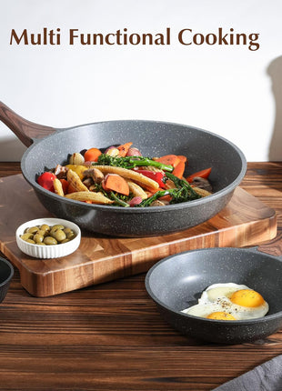 SENSARTE Nonstick Frying Pan Skillet, Swiss Granite Coating Omelette Pan, Healthy Stone Cookware Chef's Pan, PFOA Free (9.5 Inch)