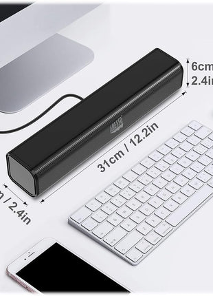 Adesso Xtream S5 USB Sound Bar Speaker for PC Desktop 5W x 2, Black