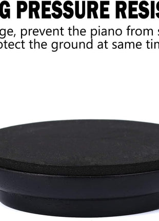 FameFame Solid Wood Piano Caster Piano Leg Floor Protectors, 3-Pack Grand Piano Caster Cups with Non-Slip & Anti-Noise Foam (Black)