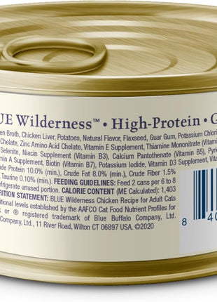 Blue Buffalo Wilderness High-Protein Grain-Free Wet Food for Adult Cats 7+,Chicken Recipe,5.5-oz.,(Pack of 48)