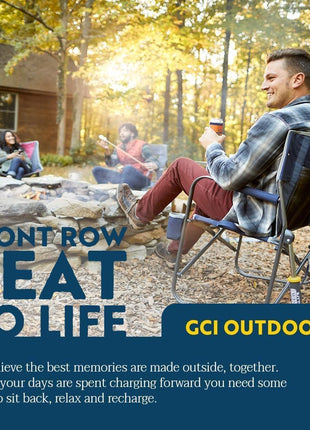 GCI OUTDOOR Freestyle Rocker Camping Chair | Portable Folding Rocking Chair with Solid, Durable Armrests, Drink Holder & Comfortable Backrest Cinnamon