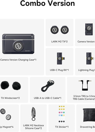 Hollyland Lark M2 Wireless Microphone for iPhone/Camera/Android/PC, 48kHz/24 bit High Fidelity Audio, 300m Range, Noise Cancelling, 40h Use, YouTube, Vlog, Streaming (2Tx  3Rx  Charging Case)
