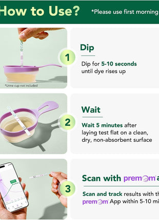 Easy@Home PdG Test Strips: 5-Pack Progesterone Urine Tests | Track Ovulation Insights with Progesterone Test Strips, At Home Fertility Test for Women with Premom Ovulation App