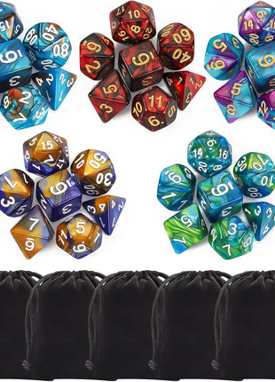 CiaraQ Polyhedral Dice Set - DND Role Playing Dice | Acrylic RPG Dice for Dungeons and Dragons MTG Table Games, Multi-color, 35pcs