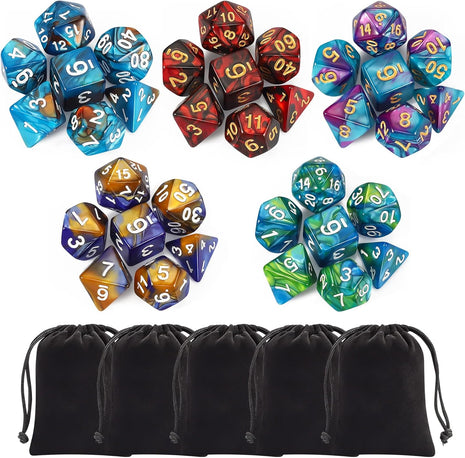 CiaraQ Polyhedral Dice Set - DND Role Playing Dice | Acrylic RPG Dice for Dungeons and Dragons MTG Table Games, Multi-color, 35pcs
