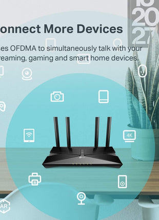 TP-Link Smart WiFi 6 Router (Archer AX10) ??4 Gigabit LAN Ports, Dual Band 802.11AX Router, Beamforming, OFDMA, MU-MIMO, Parental Controls, Dual-Core 900MHz Processor, Works with Alexa
