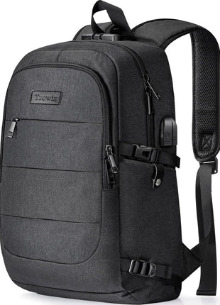 Tzowla Travel Laptop Backpack Water Resistant Anti-Theft Bag with Giant Tumbler Holder Pocket and Lock 15.6 Inch Computer Business Backpacks for Women Men Work College,Casual Daypack(Black)