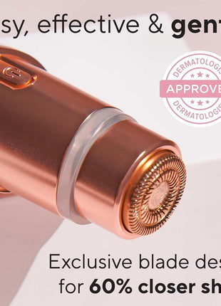 Finishing Touch Flawless Facial Hair Remover for Women, Rose Gold Electric Face Razor with LED Light, Recyclable Packaging