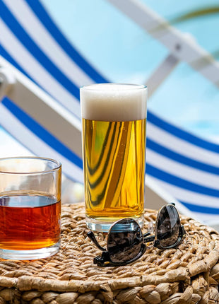 Everyday Drinking Glasses Set of 8 Drinkware Hurricane Glasses, Kitchen Glasses for Cocktail, Iced Coffee, Beer, Ice Tea, Wine, Whiskey, Water, 4 Tall Glass Cups & 4 Short Dof Drinking
