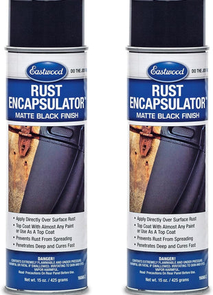 Eastwood Rust Encapsulator Aerosol | Quick Drying with UV Resistance and Heat Resistance up to 400 Degrees Fahrenheit | 15 Oz, Black | 2 Pack