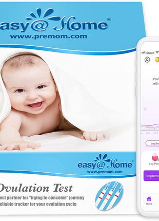 Easy@Home Ovulation Test Strips, 50-Pack, Fertility Test Kit | FSA Eligible, Ovulation Predictor Kit, Powered by Premom Ovulation Calculator iOS and Android APP, 50 LH Tests