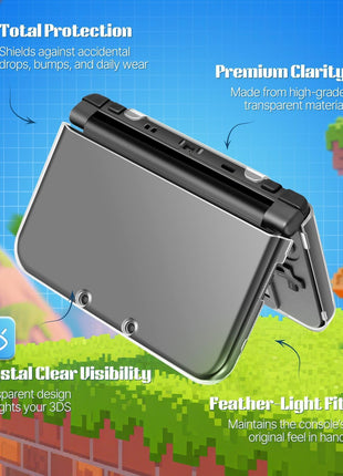 TNP Case Compatible with New Nintendo 3DS XL LL 2015 - Ultra Clear Crystal Transparent Hard Shell Protective Case Cover Skin for New Nintendo 3DS XL / 3DS LL 2015