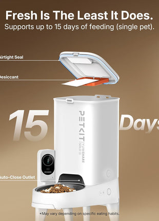 PETKIT Automatic Cat Feeder with Camera, Upgraded Multi-Cat Recognition, 2.4G&5G WiFi Pet Feeder with Freshness Preservation,3L Timed Food Dispenser with Low Food Sensor,Night Vision Motion Capturing