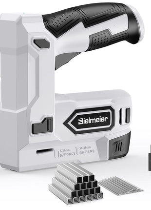 Bielmeier Electric Staple Gun, 2 in 1 Lithium-ion Electric Stapler, 4V Cordless Brad Nailer Kit with Staples Nails, USB Charger, Power Tacker for Upholstery, Material Repair, Carpentry, DIY