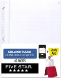 Five Star Loose Leaf Paper  Study App, College Ruled Filler Notebook Paper, Reinforced, Fights Ink Bleed, 8-1/2 inch x 11 inch, 80 Sheets (170102)