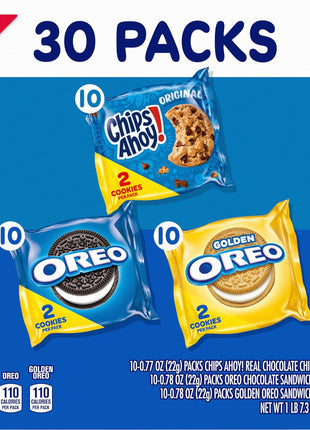 Nabisco Sweet Treats Cookie Variety Pack OREO & CHIPS AHOY!, 30 Snack Packs | 2 Cookies Per Pack, Individually Wrapped