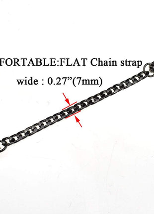 HAHIYO Mini Pochette Purse Chain Strap Slim Wide 7mm for LV Length 7.9 Inches Extra Thick 2.6mm Shiny Black for Handbag Wallet Clutch Comfortable Flat Metal Strap 1 Pack
