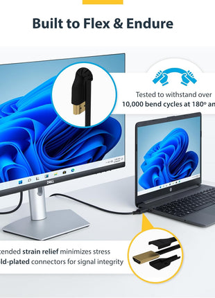 StarTech.com 5ft (1.5m) Slim HDMI Cable, Flexible Premium HDMI 2.0 Cord with Ethernet, UHD 4K 60Hz HDR10, Durable Aramid Fiber Design with TPE Jacket