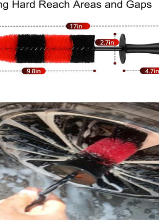 Wheel Rim Brush, Soft Bristle Long Car Tire Detailing Washing Tool for Exhaust Tips Engine, Vehicle Motorcycles Auto Truck SUV RV, No Scratches
