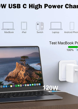 Mac Book Pro Charger - 120W USB C Fast Charger Adapter Compatible with MacBook Pro & MacBook Air 13, 14, 15, 16 inch, iPad Pro, Samsung Galaxy and All USB C Device