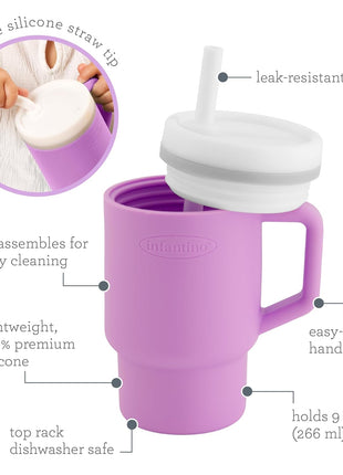 Infantino My 1st Tumbler 9 Oz Silicone Sippy Cup, Lilac