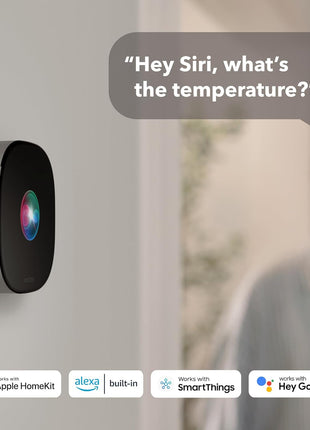 ecobee Smart Thermostat Premium with Smart Sensor and Air Quality Monitor - Programmable Wifi Thermostat - Works with Siri, Alexa, Google Assistant, Black