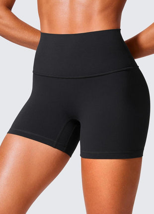 CRZ YOGA Secretsculpt Womens Butterlift High Waist Scrunch Butt Biker Shorts 4 Inches - No Front Seam Workout Gym Booty Black Medium