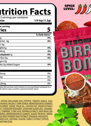 EZ Bombs Birria Bomb Seasoning, Pack of 2 – Authentic Mexican Spice Mix for Tacos, Burritos, Nachos, and Quesadillas – Made with Real Chiles, Herbs, and Spices for Quick and Flavorful Meals