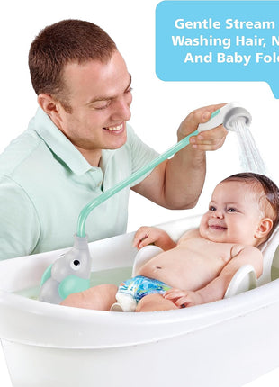 Yookidoo Baby Bath Shower Head - Elephant Water Pump and Trunk Spout Sprayer - One Handed Flow Control for Newborn Babies in Tub Or Sink (Turquoise)