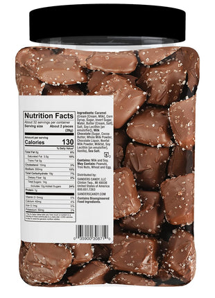 Sanders Milk Chocolate Sea Salt Caramels (32 oz Tub) – Handcrafted Small Batch Slow Cooked Caramel, Sea Salt Chocolate with Rich Indulgent Flavor, Sweet & Salty
