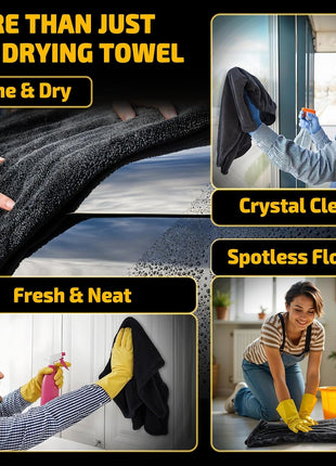 2-Pack 1200 GSM Car Drying Towels – Microfiber Towels for Cars (36 inch x 24 inch), Ultra-Absorbent, Streak-Free, Scratch-Free, No Water Spots, Double-Twist Pile & Edgeless Design