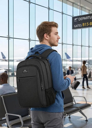 MATEIN Business Laptop Backpack, 15.6 Inch Travel Work Bag for Men Women | Water Resistant Daypack, Personal Item Bag Size, Anti Theft Pocket, Luggage Strap, Computer Backpack for Work College, Black