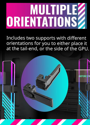 Cooler Master Atlas ARGB GPU Support Bracket, Aluminum Magnets Stand, Infinity Mirror Design, ARGB Tempered Glass, Up to RTX 4090 Support, Dual-Axis Mode Vertical | Horizontal.