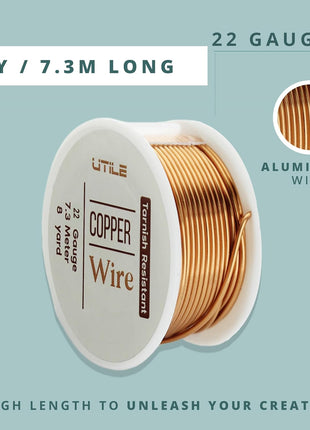 UTILE 22 Gauge 24 ft 99.9% Pure Soft Copper Wire for Electroculture Gardening, Jewelry Making, Crafting Wire Bendable, Plant Wire (Copper 22)