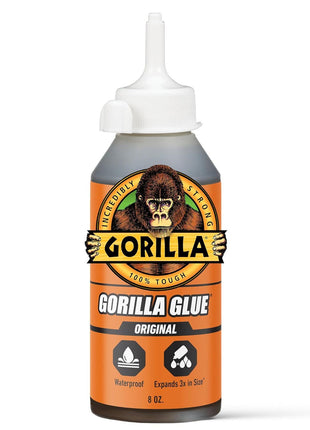 Gorilla Original Gorilla Glue, Brown, Waterproof Polyurethane Glue, 8 Ounce (Pack of 1) - Expands Into Materials, All Purpose