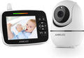 ANMEATE Baby Monitor with Remote Pan-Tilt-Zoom Camera,Large Display Video Baby Monitor with Camera and Audio |Infrared Night Vision |Two Way Talk | Room Temperature| Lullabies and 960ft Range(Black1)