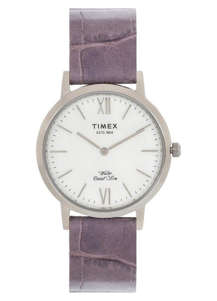 TIMEX Empera Analog Watch for Women with Mother of Pearl Round Dial & Mauve Leather Strap Band Water Resistant Women's Wrist Watches - TWEL12600