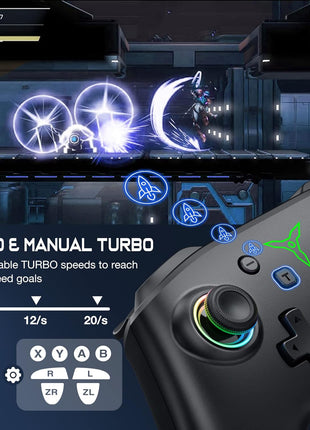 Switch Controller, Wireless Switch Controller Compatible with Switch Controller/Swicth 2/Switch Lite/OLED, Wireless Switch Controllers Work with iOS/Android/PC with RGB Light, Programmable, TURBO & Wakeup