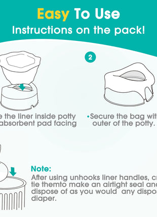 [60 Counts] Disposable Potty Liners compatible with OXO Tot 2-in-1 Go Potty, Universal Refill Bags for Toddler Travel