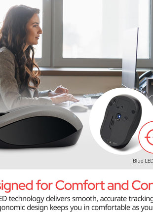 Verbatim 2.4G Wireless LED Silent Mouse - Noiseless and Silent Click Computer Mouse with Nano Receiver for Mac and PC - Graphite