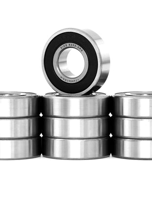 XiKe (10 Pack) 6203-2RS Double Sealed Deep Groove Ball Bearings, 17x40x12mm, Pre-Lubricated for High RPM, Chrome Steel P6, ABEC 3